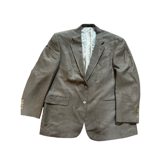 Oscar De La Renta Wool Blazer Mens Size 44S Two Button Suit Jacket Brown - Picture 1 of 7